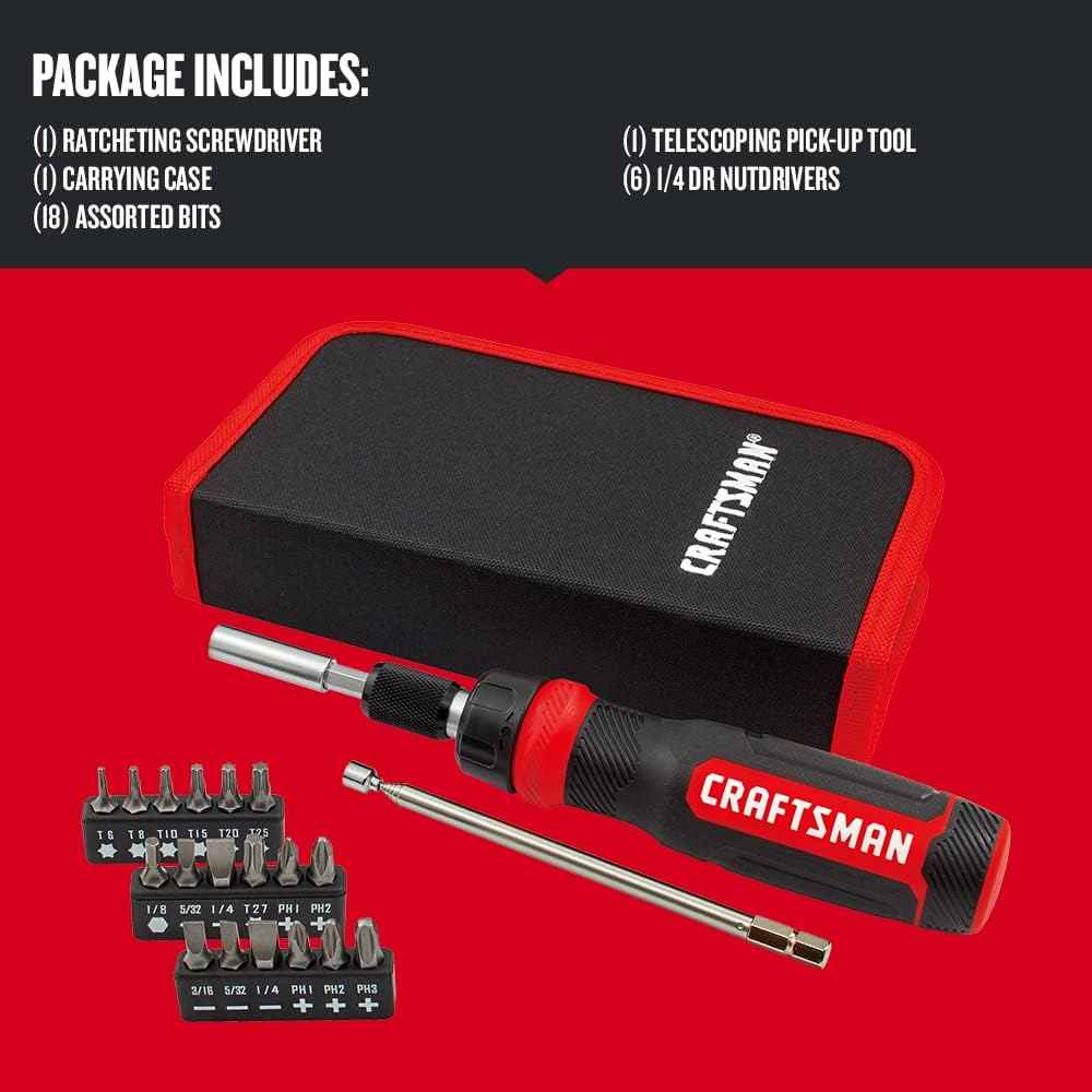 CRAFTSMAN 26-Piece Ratcheting Screwdriver – Thoughtful Housewarming Gift for New Homeowners, Tools for Her