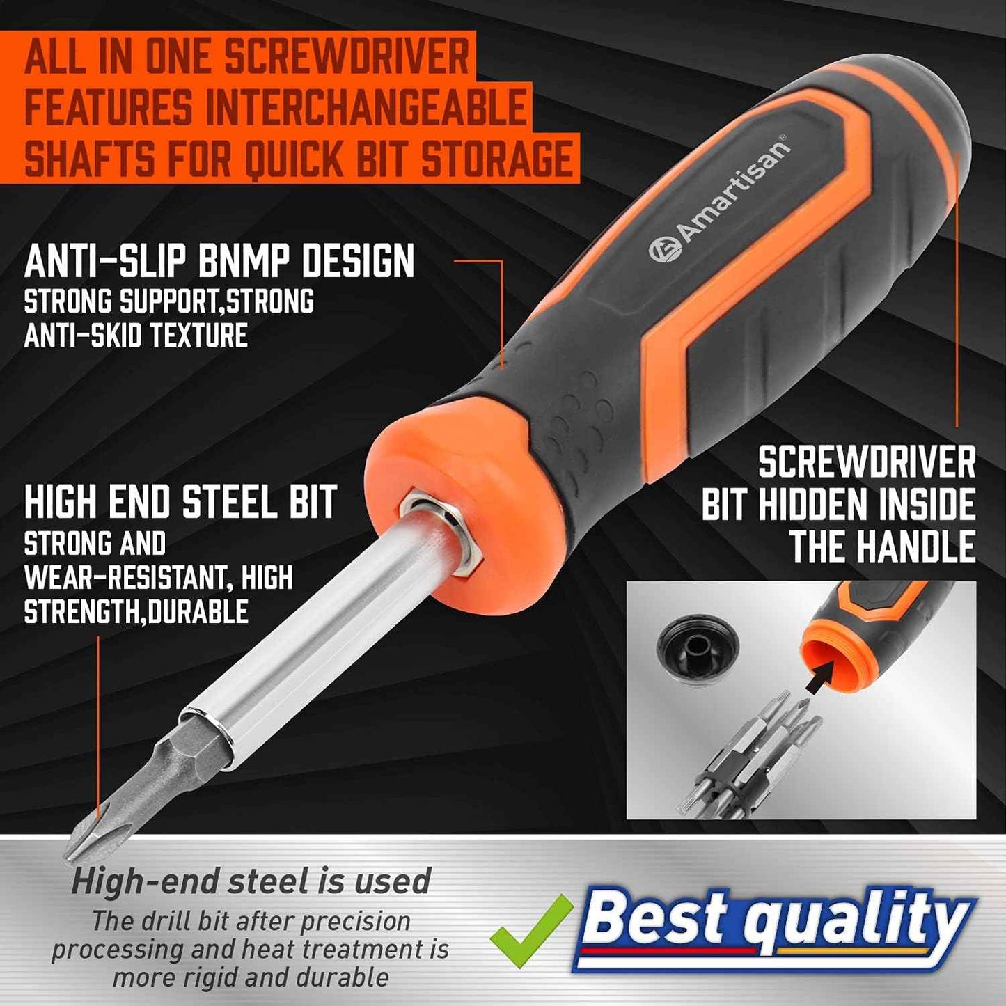 Amartisan 18-in-1 Screwdriver Set – Quick Bit Changes for Fast Furniture Assembly and Daily Repairs