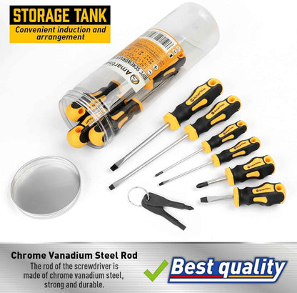 Amartisan 10-Piece Magnetic Screwdriver Set – Clean Storage Solution for Clutter-Free Workshops, Transparent Bucket