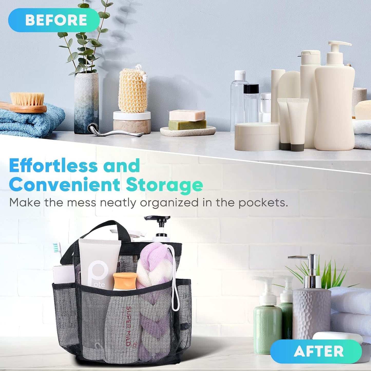 EUDELE Mesh Shower Caddy for College – Romantic Valentine's Day Gift for Her, Foldable Beach and Gym Organizer