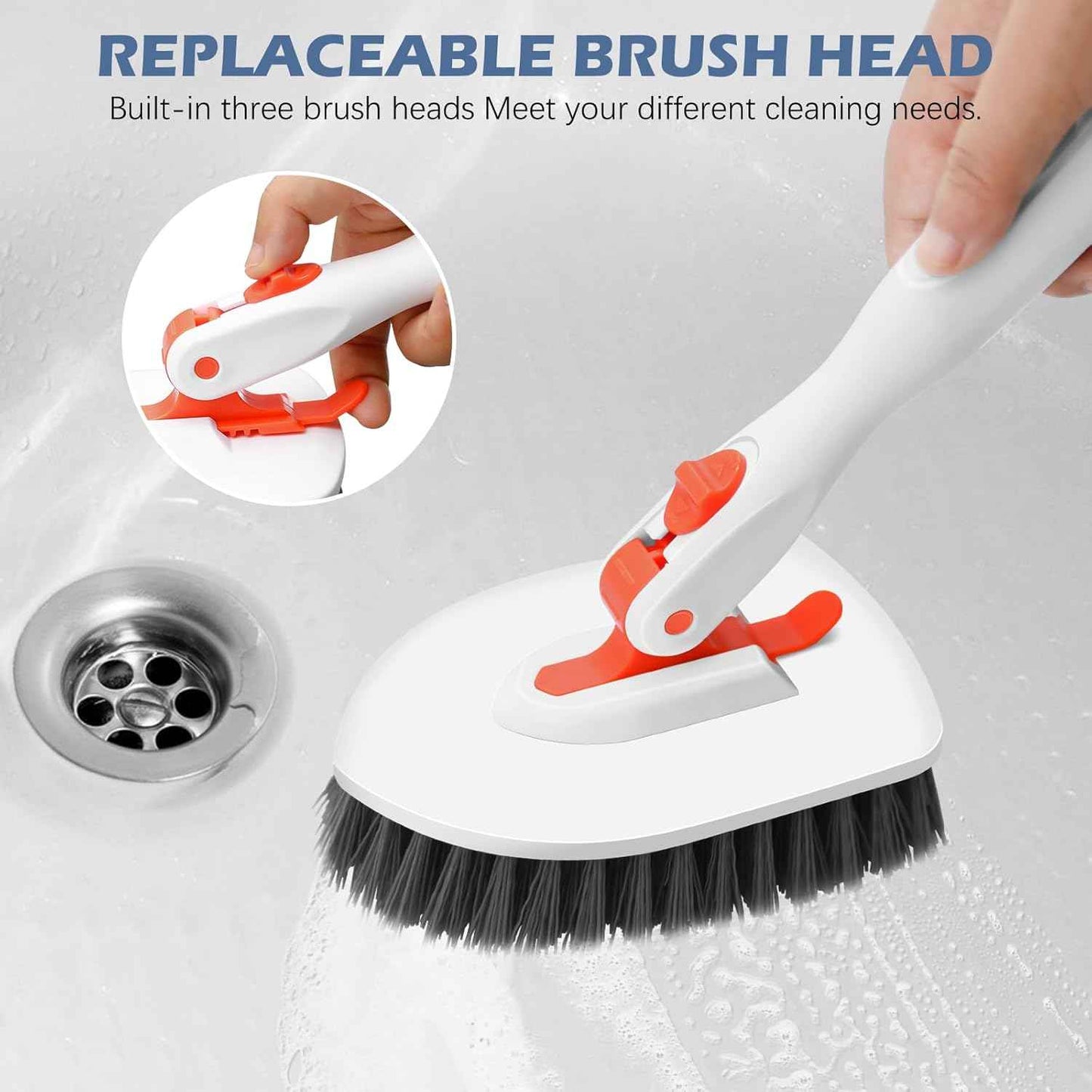 SetSail Floor Scrub Brush – All-in-One Cleaner for Small Apartments, 3 Heads Replace Your Mop and Brush