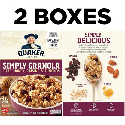 Quaker Simply Granola Honey & Raisin Twin Pack – No Artificial Colors Lunchbox Snack for Kids