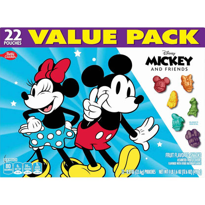 Disney Mickey and Friends Fruit Flavored Snacks, 22 Ct Guilt Free Lunchbox Snack for Health Conscious Parents