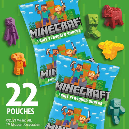 Minecraft Fruit Flavored Snacks – Fat Free Gluten Free School Lunch Box Pouch Pack for Kids