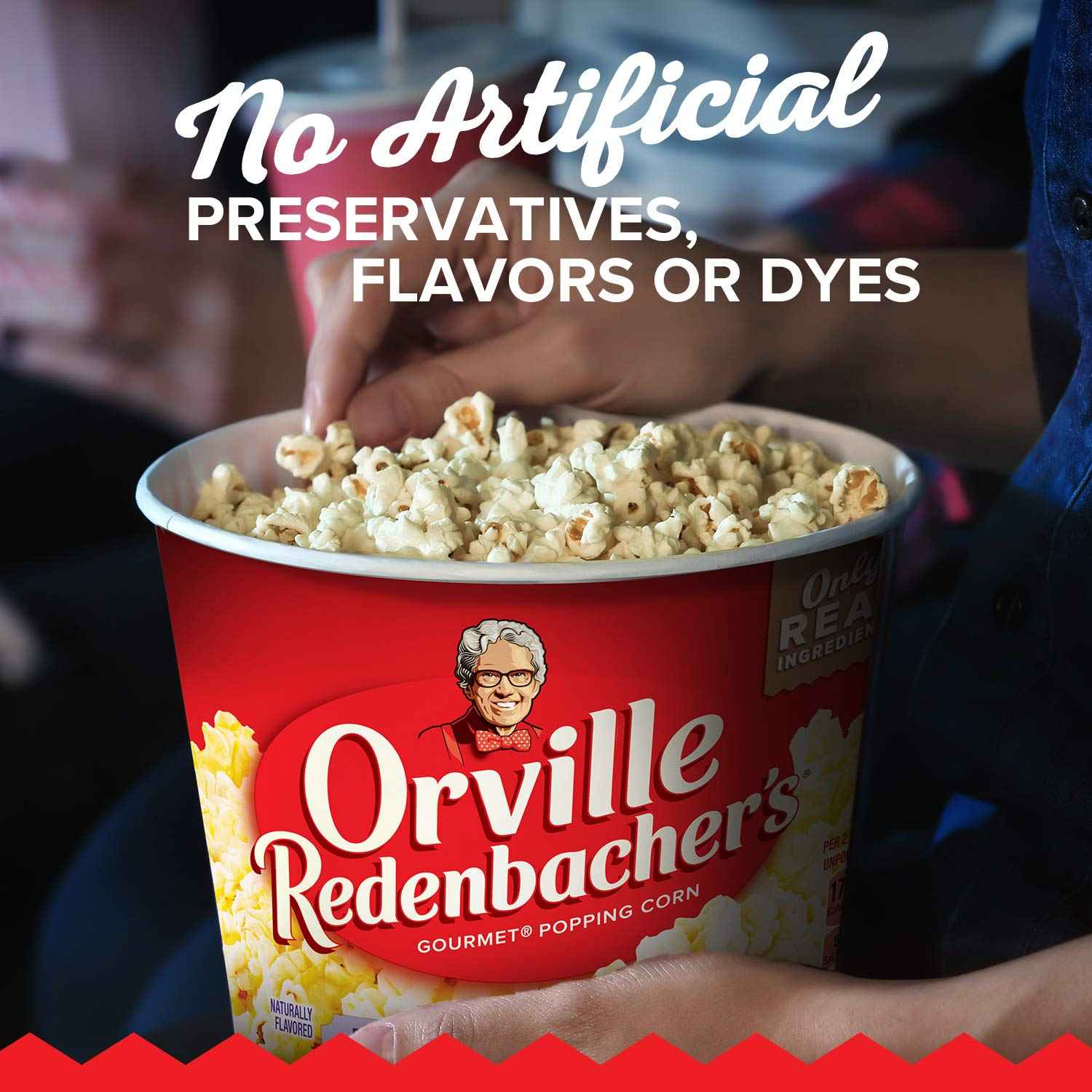 Orville Redenbacher's Movie Theater Butter Microwave Popcorn + Tub – Mindful Movie Night Snack for Apartment Kitchen