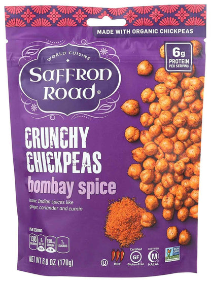 Saffron Road Crunchy Chickpea Snack – Mindful Snacking for Home Wellness Routines, Plant-Based Protein Bites