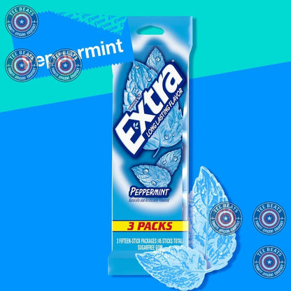 EXTRA Peppermint Sugar Free Chewing Gum Favorite Snack Care Package Gift for Teens