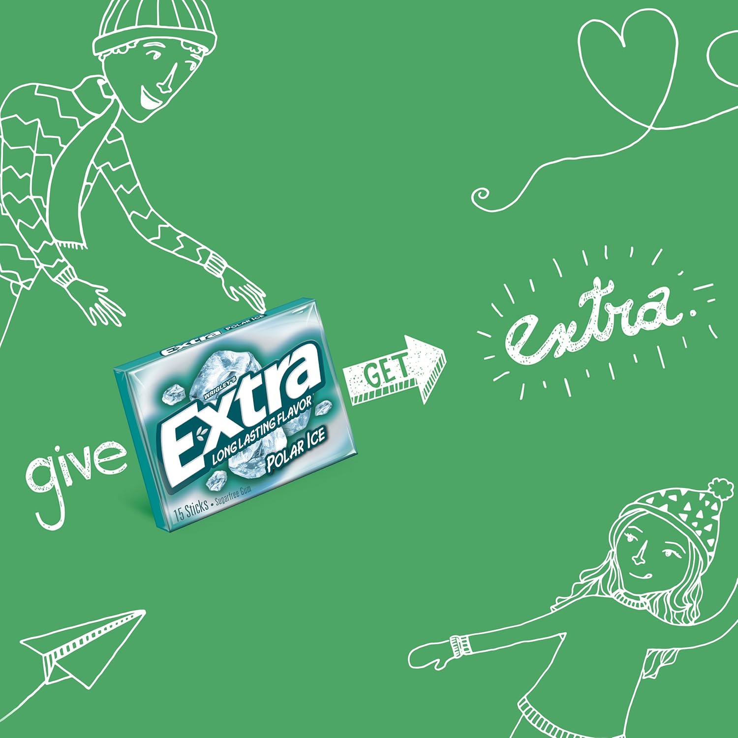Extra Polar Ice Sugarfree Gum – Portable Chewing Gum for Outdoor Adventures, Pack of 2 (90 ct)