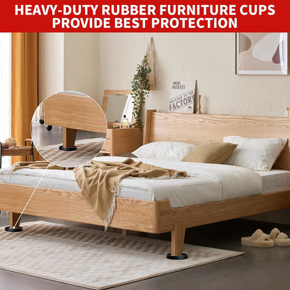 Ezprotekt Anti Skid Furniture Coasters for Elderly Bedroom, 2" Rubber Bed Stoppers That Prevent Shifting on Hardwood