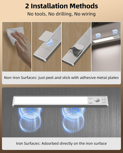 EZVALO Wireless Puck Light – Brushed Aluminum Profile, Adhesive Mount for Clutter-Free Interiors