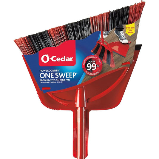 O-Cedar_PowerCorner_One_Sweep_Broom_with_Step-On_Dustpan_and_3-Piece_Handle,_Red,_Pack_of_1_Cleaning_Plastic_Traditional_Comfortable