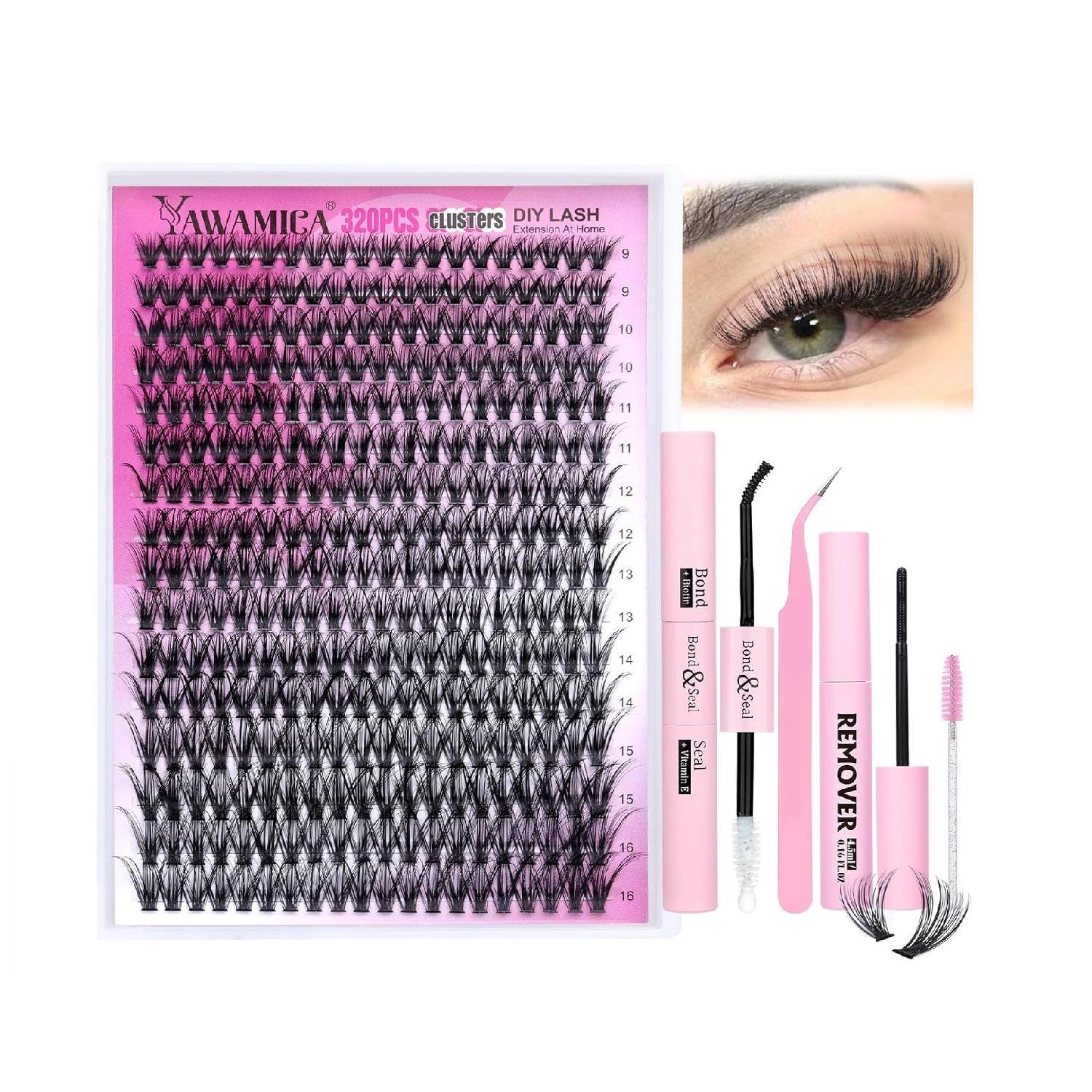 Eyelash_Extension_Lash_Clusters_D_Curl_9-16mm_Mix_Individual_Lashes_with_Lash_Bond_and_Seal_and_Remover_Lash_Applicator_for_Lash_Extension_Beginners_Makeup_Cosmetic_Eyelashes_Extensions