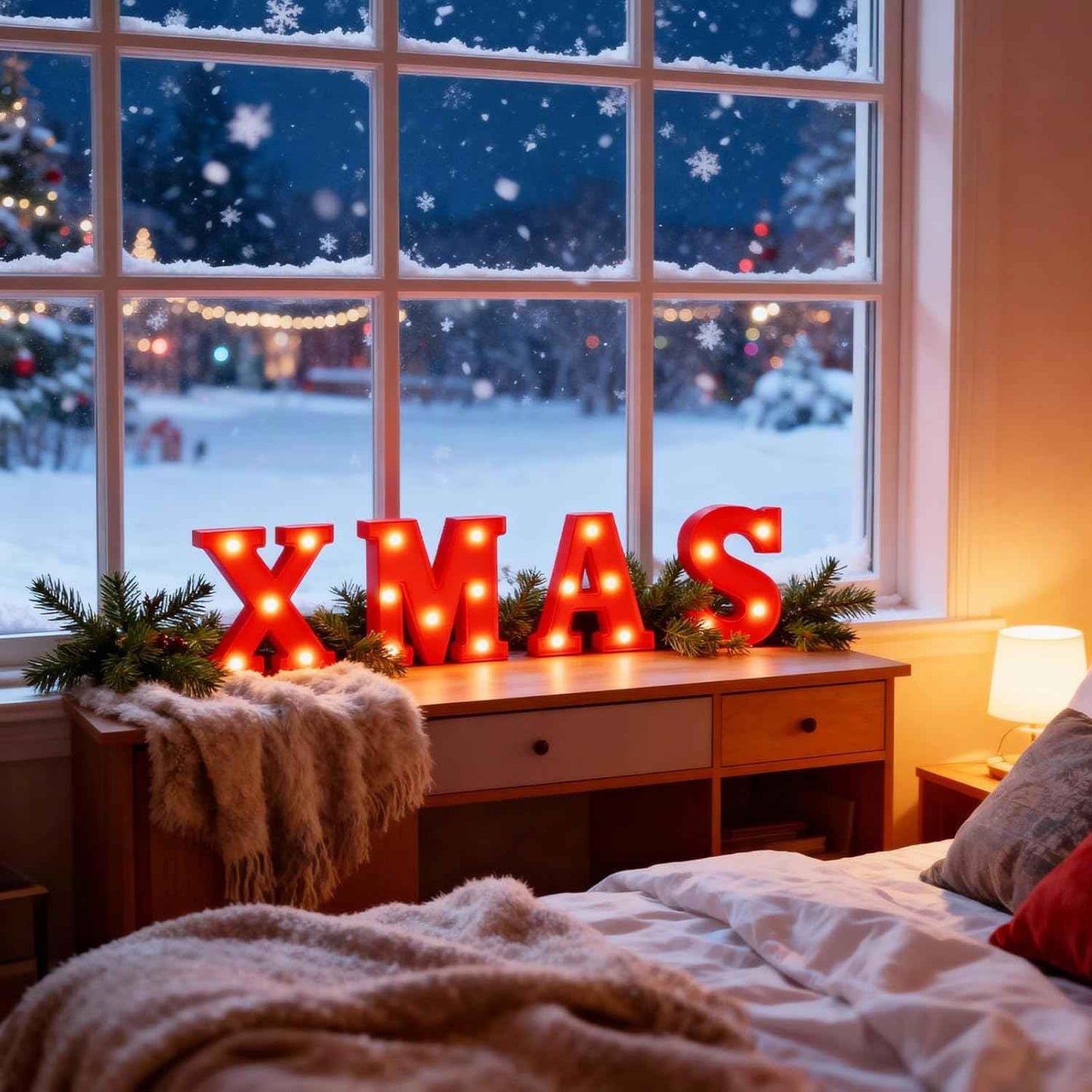 Fleurdeco LED Xmas Letter Lights – Cool to the Touch Nursery and Kids Room Christmas Decor
