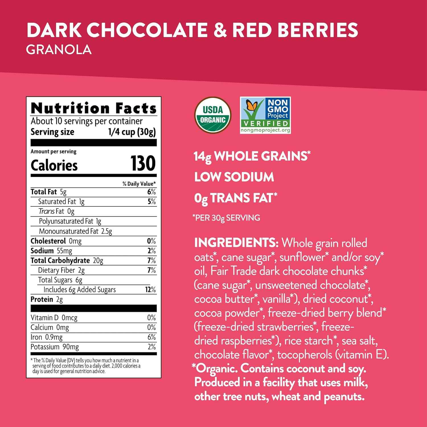 Nature's Path Love Crunch Dark Chocolate & Red Berries Granola – Mindful Morning Snack for Clean-Label Wellness Routines