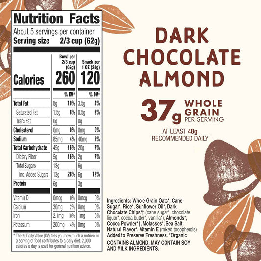 Cascadian Farm Organic Granola, Dark Chocolate Almond – Clean-Eating Breakfast Staple for Your Self-Care Breakfast Bar