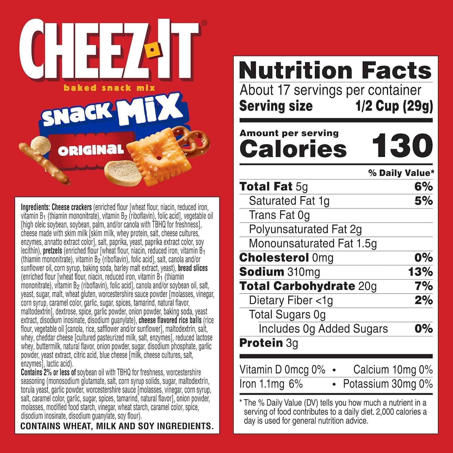 Cheez-It Snack Mix, On-the-Go Snack Box for Sports Events and Road Trips, Original, 17.8oz Box