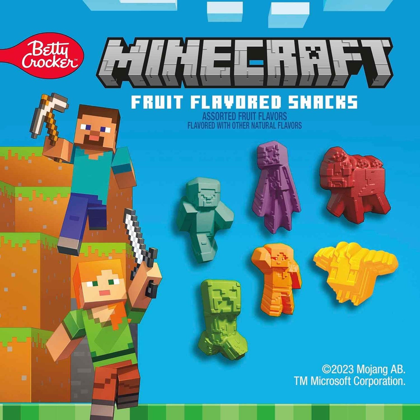 Minecraft Fruit Flavored Snacks – Fat Free Gluten Free School Lunch Box Pouch Pack for Kids