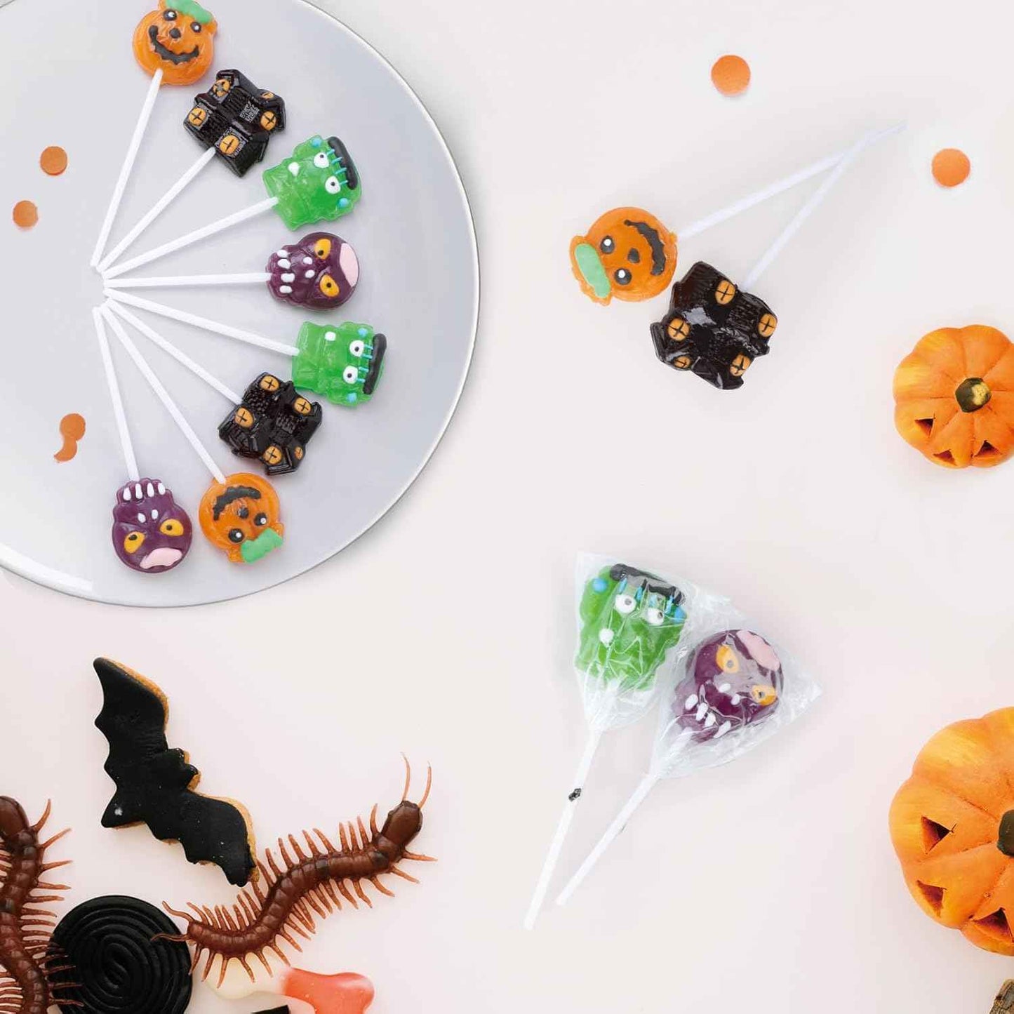 Halloween Themed Lollipop Gift Set - 24 Individually Wrapped Monster Suckers Ready to Gift in Spooky Present-Ready Packaging