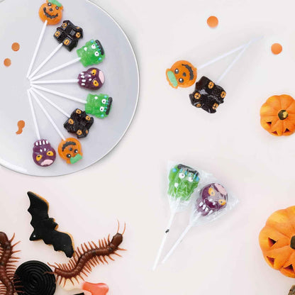 Halloween Themed Lollipop Gift Set - 24 Individually Wrapped Monster Suckers Ready to Gift in Spooky Present-Ready Packaging
