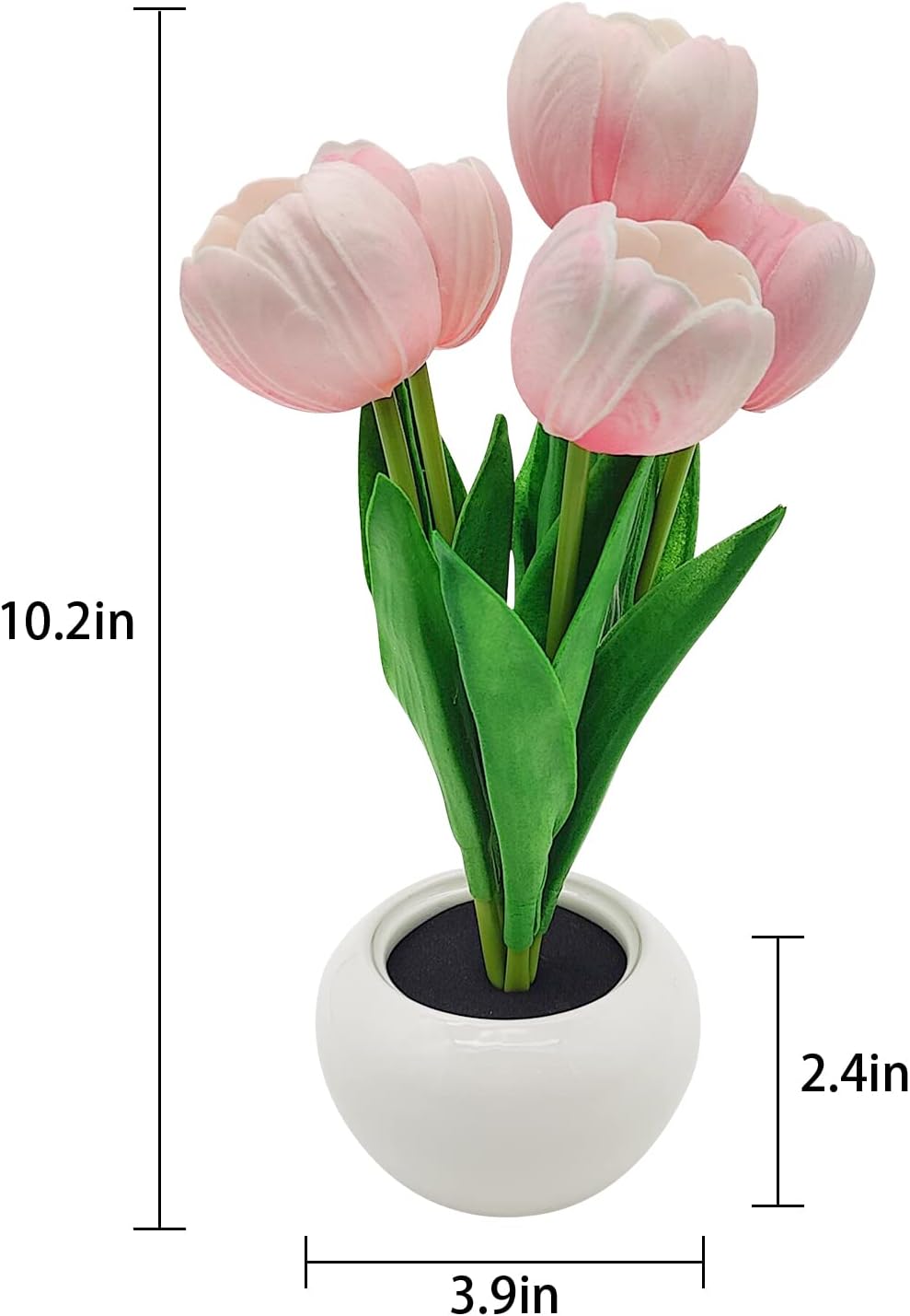 Faux Tulip Vase Lamp – Soft Warm Accent Light for Vanity Table, Bookshelf, and Cozy Reading Nook