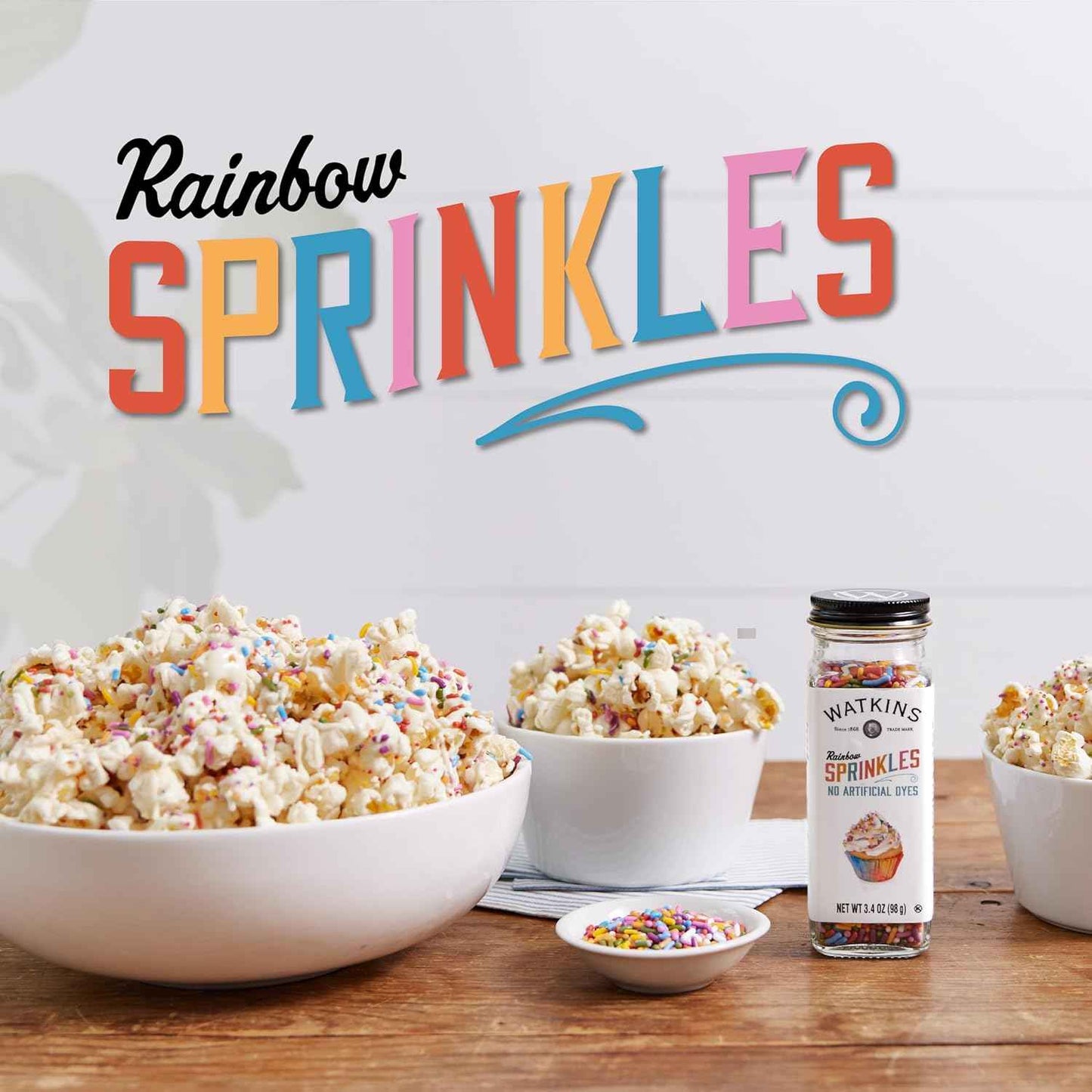 Watkins Rainbow Decorating Sprinkles – Thoughtful Birthday Gift for the Home Baker, Dye Free 3.4 oz Jar