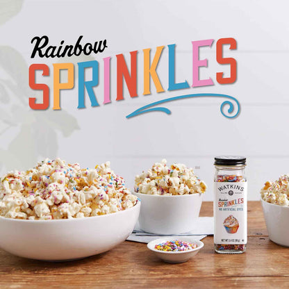 Watkins Rainbow Decorating Sprinkles – Thoughtful Birthday Gift for the Home Baker, Dye Free 3.4 oz Jar