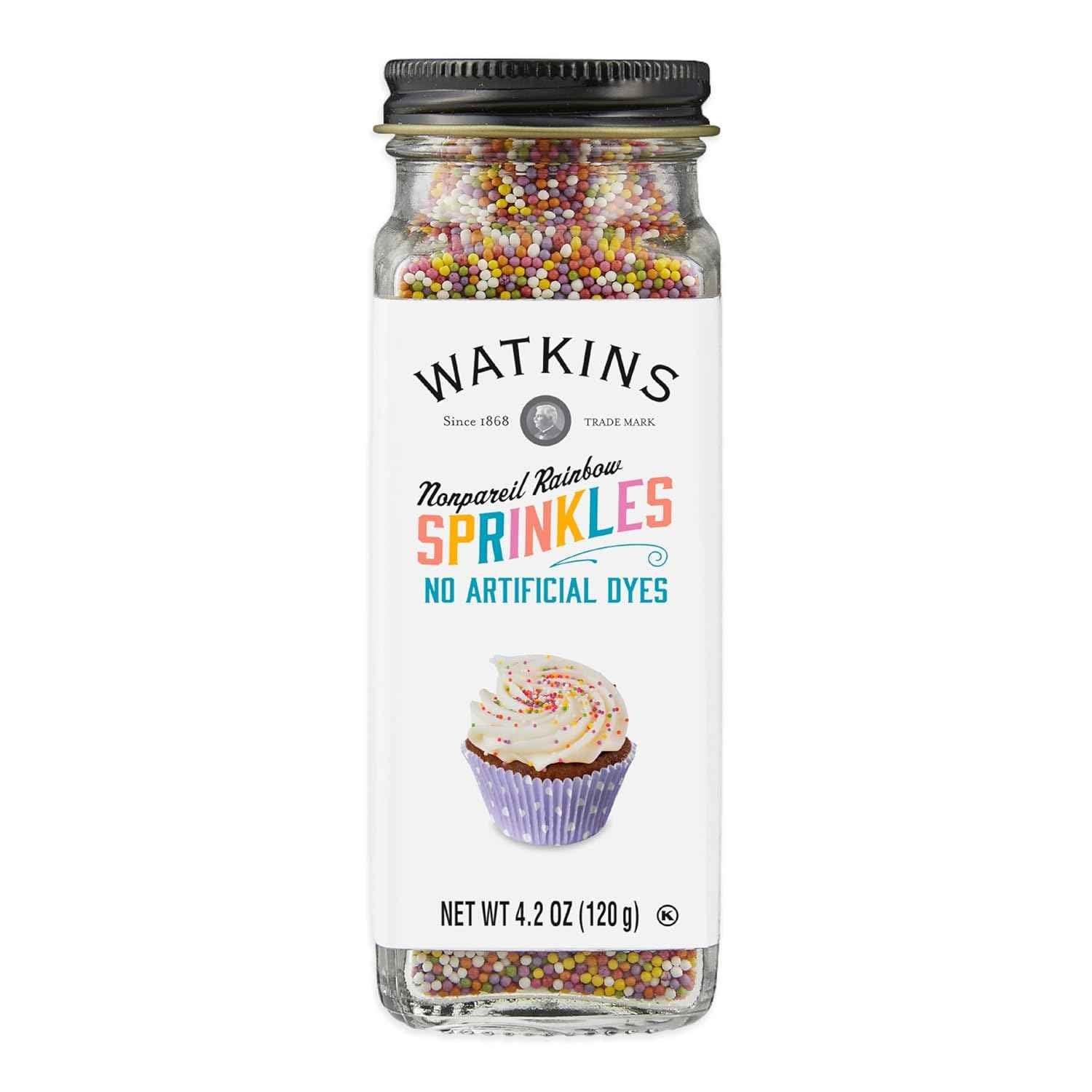 Watkins Gourmet Rainbow Nonpareils Sprinkles – Thoughtful Gift Jar for Home Bakers Hosting Holiday and Passover Dessert Tables