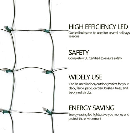 FestoonNET Pro – UL Certified Flameless LED Net Lights, Family-Safe Holiday Lighting for Bushes and Shrubs