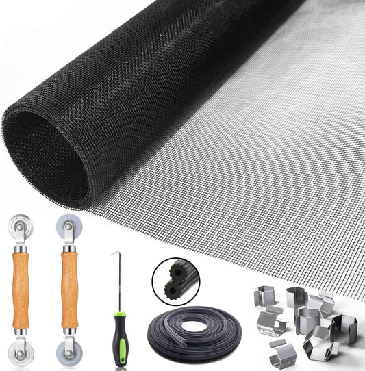 King&Charles Window Screen Repair Kit – Black 18x16 Mesh for Seamless Living Room Window Refresh, DIY Home Decor Upgrade