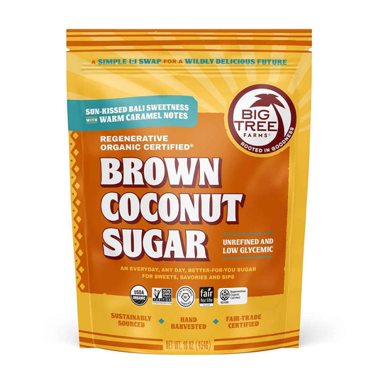 Big Tree Farms Organic Brown Coconut Sugar – Family-Friendly Sweetener for Kid Snack Time, 1 lb