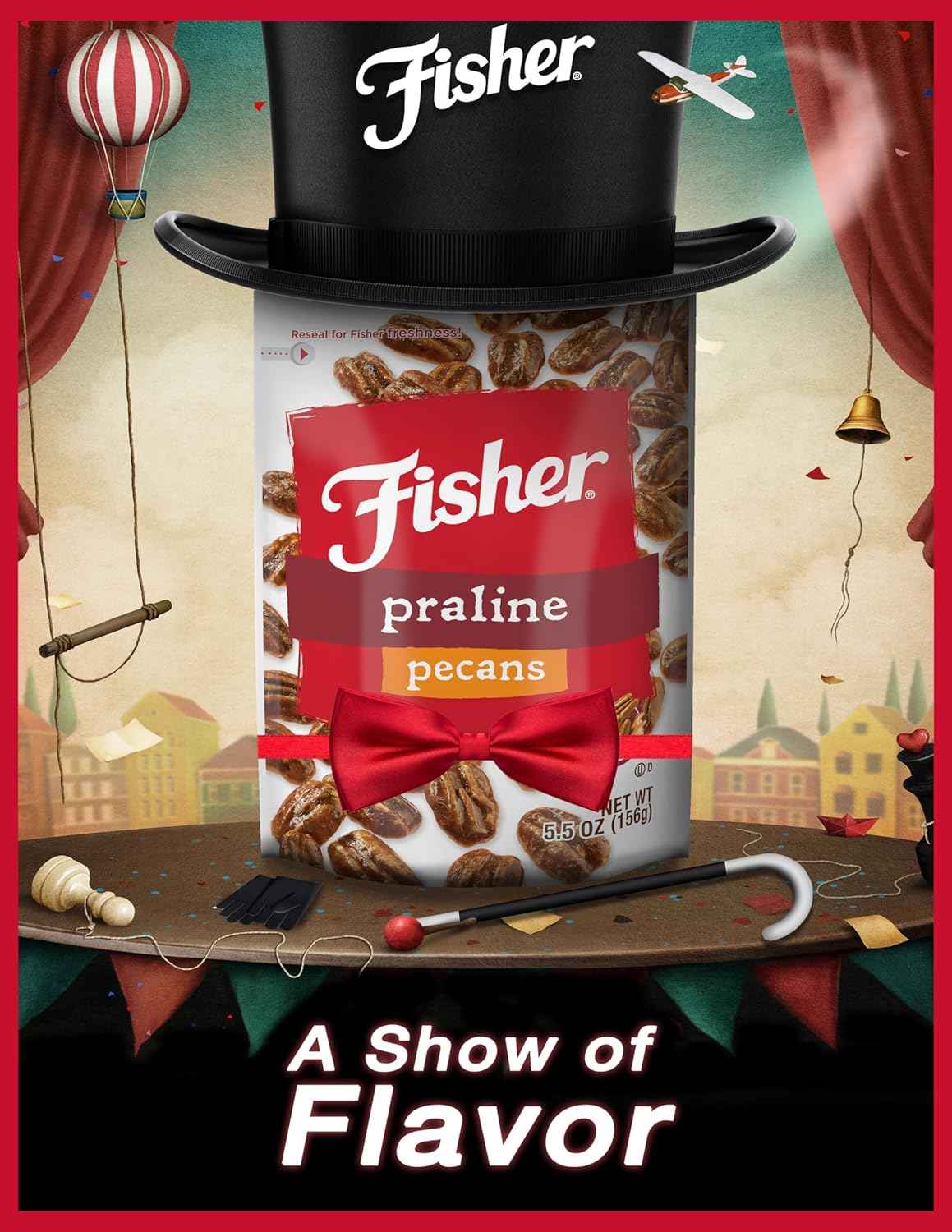 Fisher Praline Pecans, 5.5 oz Pouch (2-Pack) — Ready-to-Give Christmas and Valentine's Day Gourmet Snack Gift