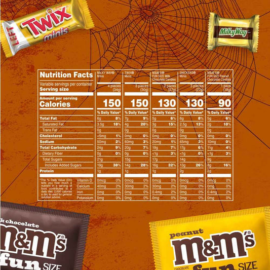 M&M'S, SNICKERS, TWIX & MILKY WAY Halloween Candy Variety Pack as a Halloween Gift Basket Base