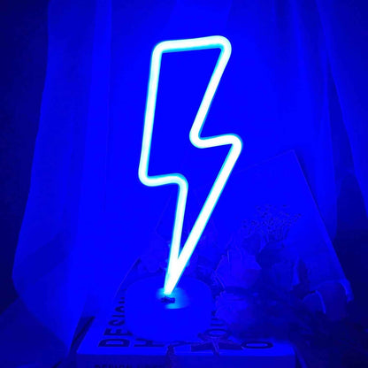 Lightning Bolt Neon Sign - Safe LED Night Light for Kids Bedroom, Cool to Touch Battery Powered Lightning Decor