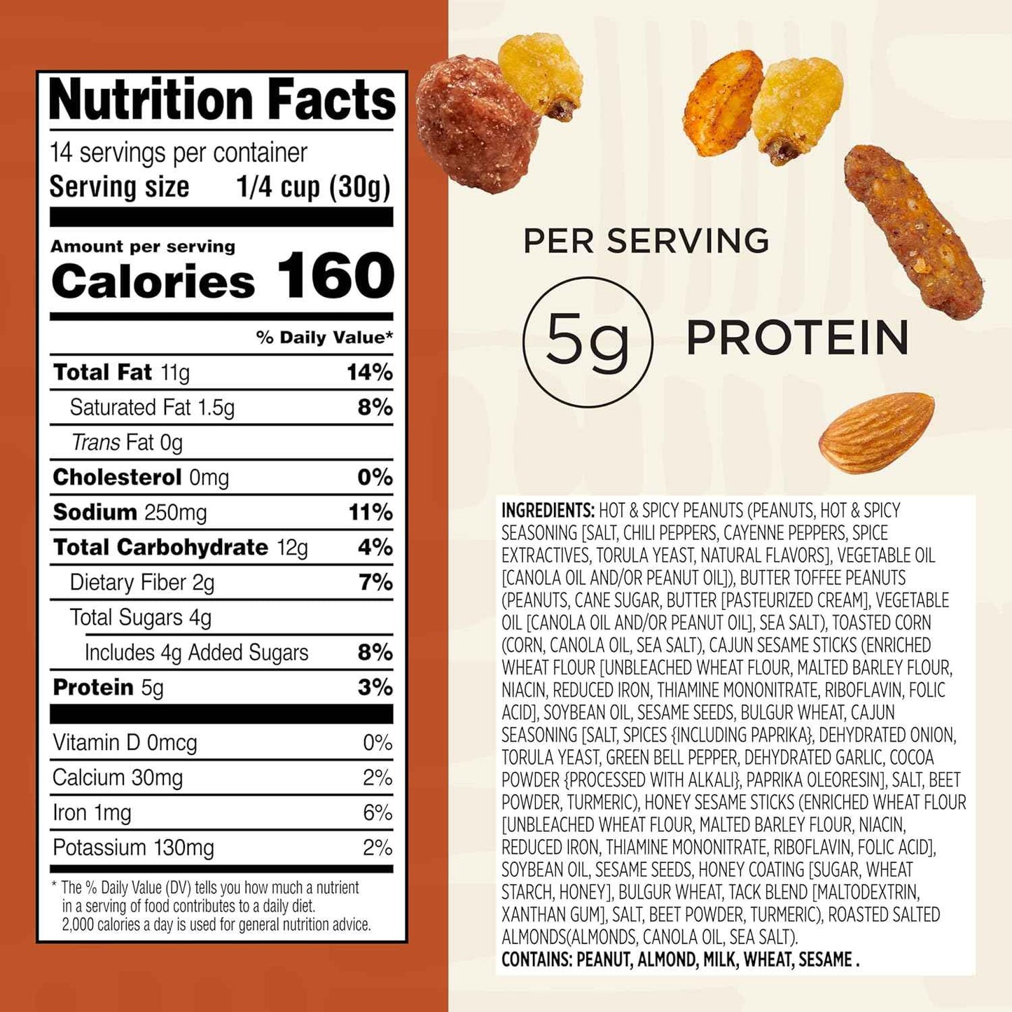 Snak Club Cajun Snack Mix – Family Friendly Lunchbox Add On with Sweet and Spicy Crunch Kids Love, 15 oz Resealable Pouch