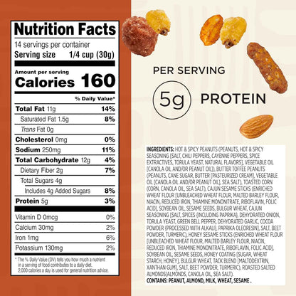 Snak Club Cajun Snack Mix – Family Friendly Lunchbox Add On with Sweet and Spicy Crunch Kids Love, 15 oz Resealable Pouch