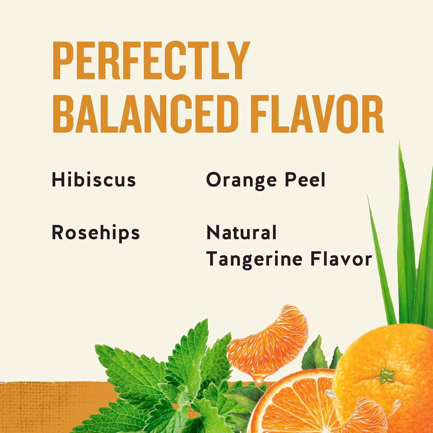 Celestial Seasonings Tangerine Orange Zinger Herbal Tea – Iced Herbal Brew for Patio Summer Entertaining, 20 Bags