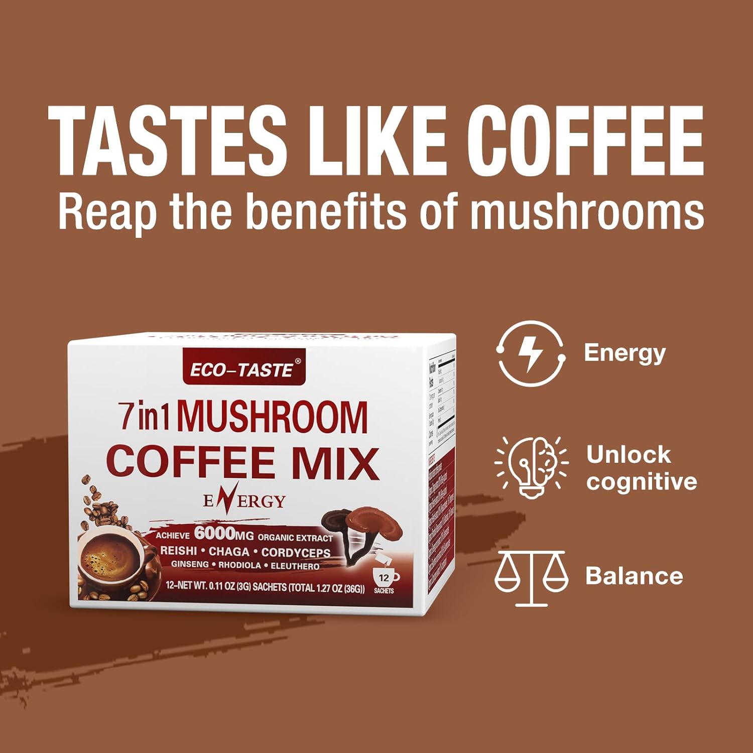 five functional skus — energy, nootropic, gut-health, balance, immunity — sharing one supply chain