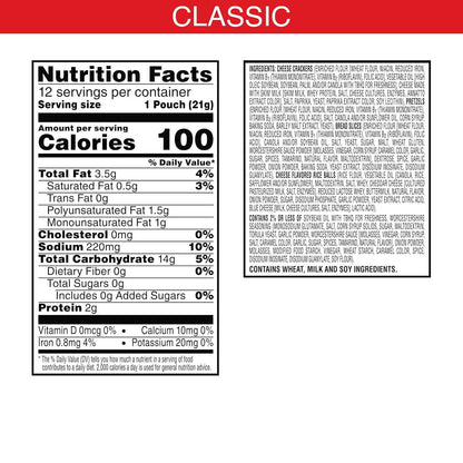 Cheez-It Snack Mix, Simple Pantry Snack Box, 12 Pre-Portioned Pouches for Clutter-Free Lunchbox Packing