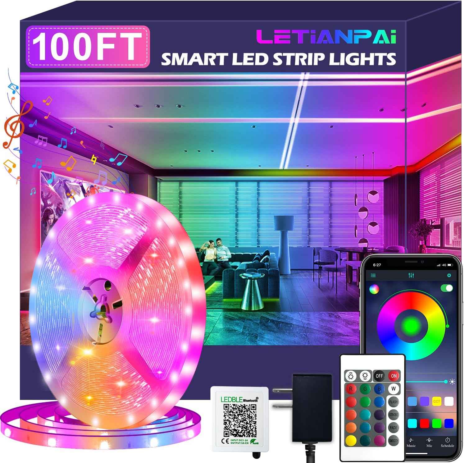 HiLighting 300FT LED Strip Lights with Timer and Dimming – Home Office Bias Lighting and Focus Ambient Light for Long Work Sessions