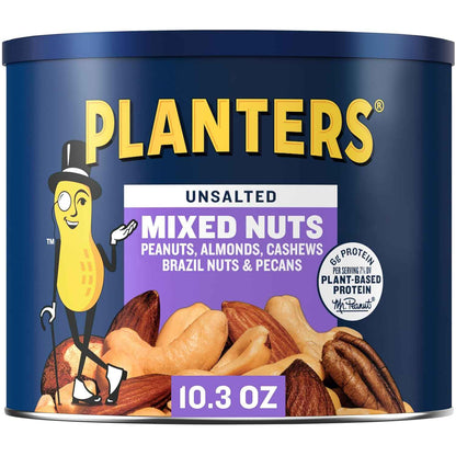 PLANTERS Mixed Nuts – Portable Road Trip and Camping Snack in 10.3 oz Resealable Canister