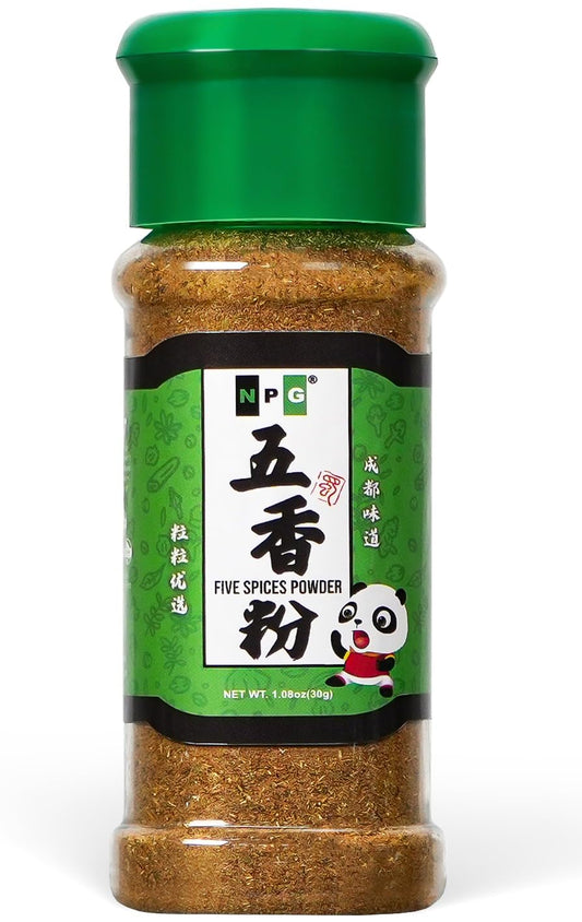 five-spice blend containing star anise, bay leaves, cinnamon, cumin, and sichuan pepper