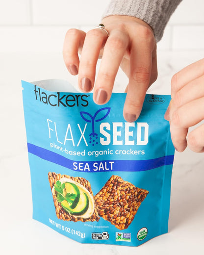 Flackers Organic Rosemary Flaxseed Crackers – 1 Net Carb Wellness Snack for Fiber-Focused Diets