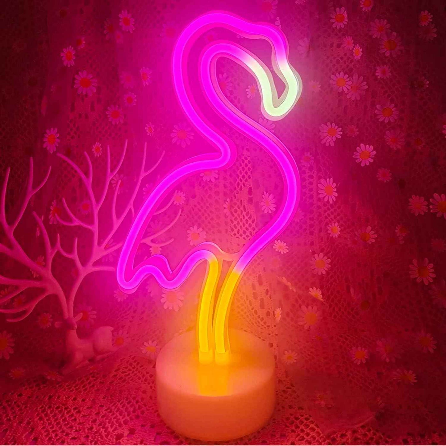 Pink Flamingo LED Neon Sign – Tropical Accent Light for Bedroom Aesthetic and Dressing Table Styling