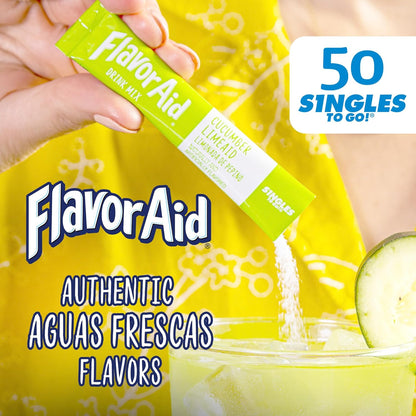Flavor Aid Aguas Frescas Singles To Go – Sugar-Free Drink Mix for Kids' Birthday Parties and Family Gatherings, 50 Sticks