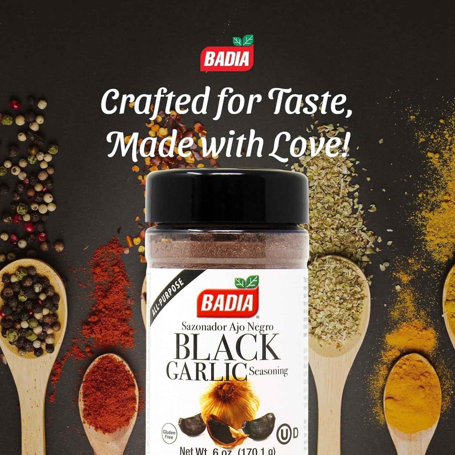 Badia Black Garlic Seasoning, 6 oz – Grilling & BBQ Rub for Steaks, Chicken & Smoked Meats Outdoors