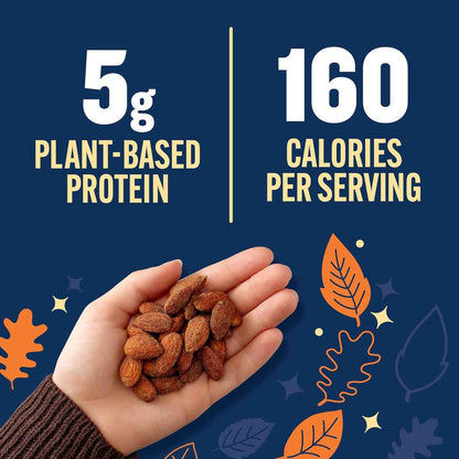 PLANTERS Fall Edition Pumpkin Spice Almonds 15.25 oz Canister – Cozy Self-Care Evening Snack for Mindful Wind-Down Routines, Plant-Based Protein Treat for Relaxing at Home