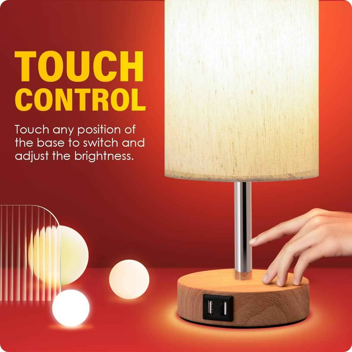 Yarra-Decor 1950s Retro Table Lamp – Cozy Bedroom Accent with Flaxen Fabric Shade
