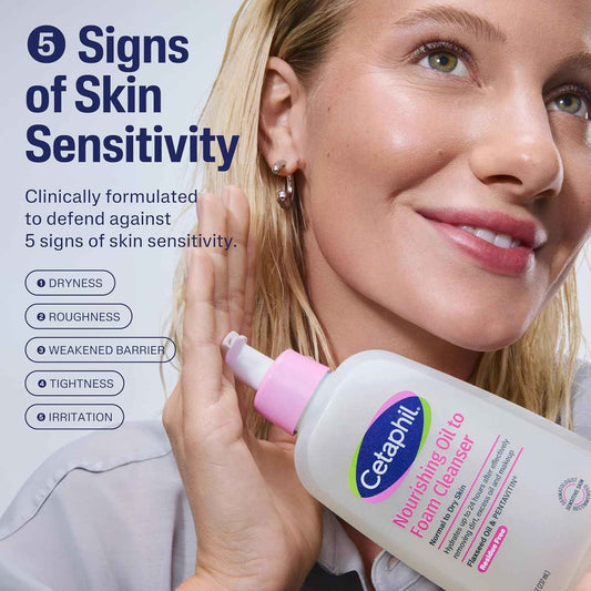 Cetaphil Nourishing Oil to Foam Facial Cleanser for Sensitive Skin – Calming Self-Care Ritual for Normal to Dry Skin, 8 fl oz