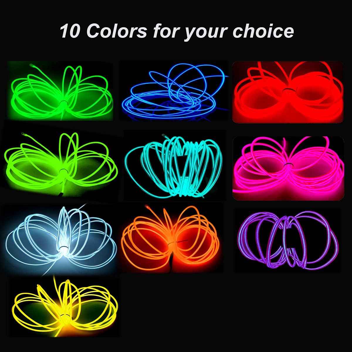 MaxLax EL Wire — Halloween Porch Decor, Cuttable Glowing Rope Light for Front Yard Haunts
