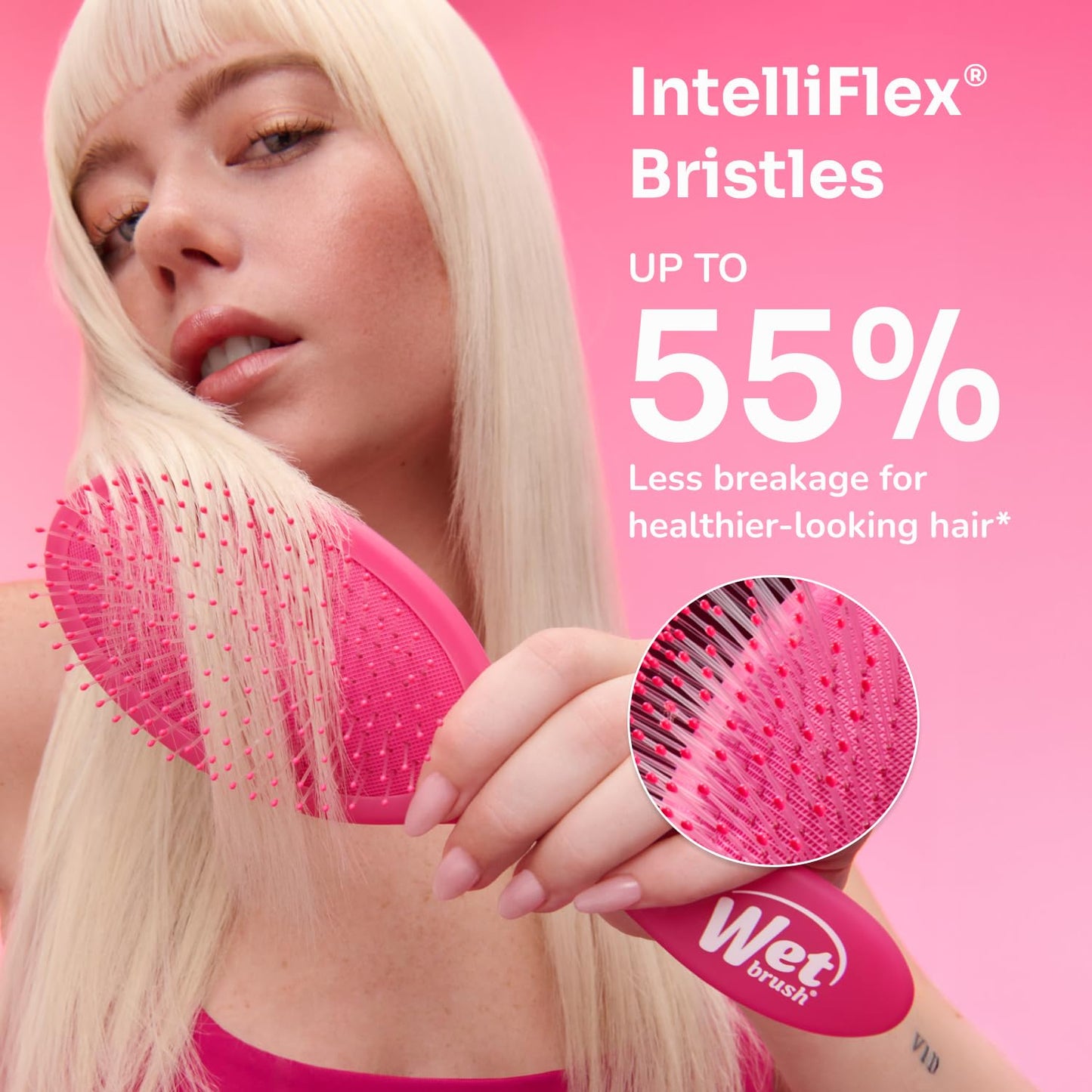 flexible bristle tips that minimize scalp pain and protect against split ends